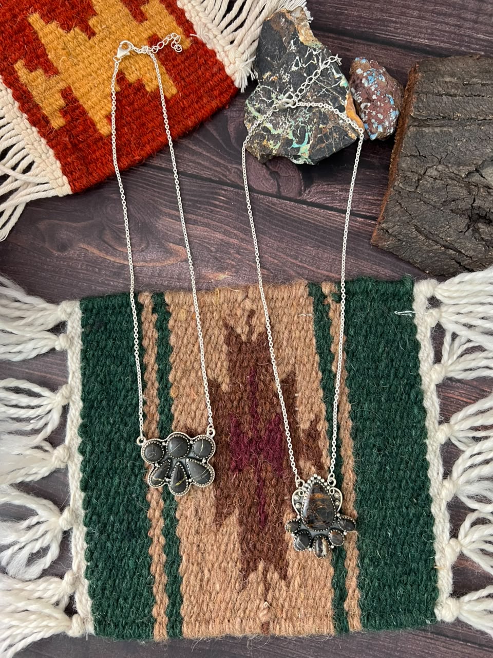 Handmade Sterling Silver Blackjack Turquoise Collection: Necklace Signed Nizhoni