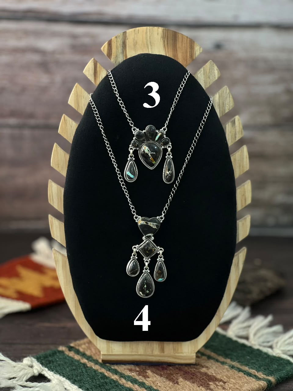 Handmade Sterling Silver Blackjack Turquoise Collection: Necklace Signed Nizhoni