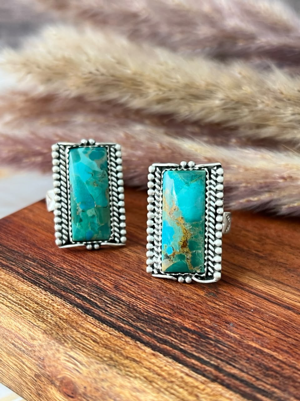 Handmade Sterling Silver Kingman Turquoise Adjustable Ring Signed Nizhoni