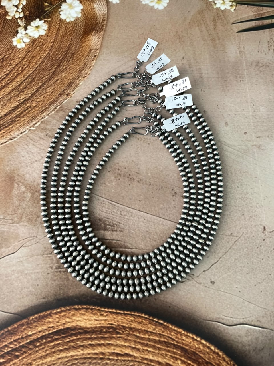 Handmade Nizhoni Silver Over Brass Plated 6MM Beaded Necklace (4)