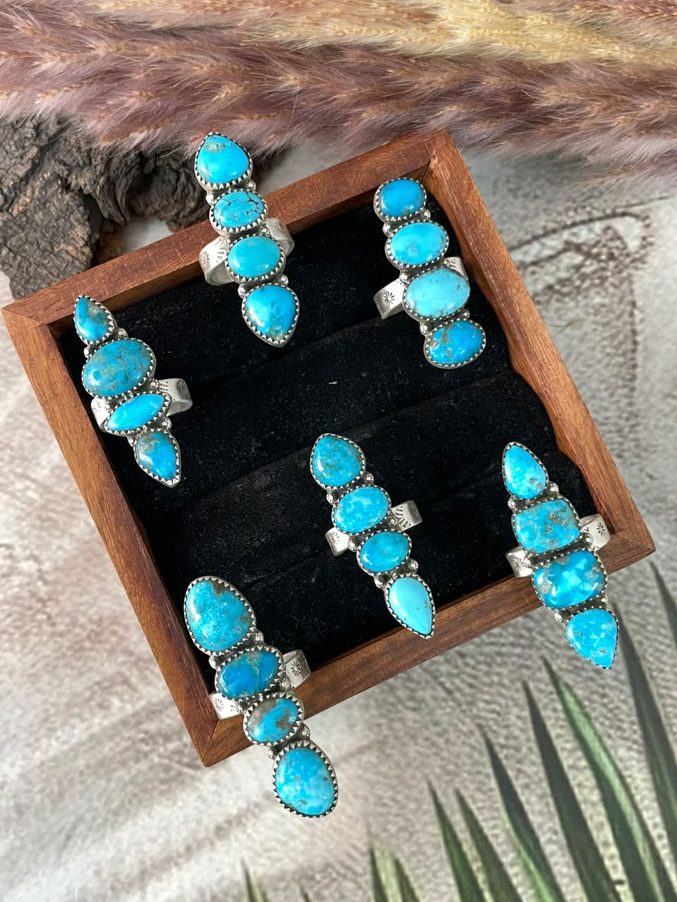 Handmade Sterling Silver Kingman Turquoise Adjustable Ring Signed Nizhoni