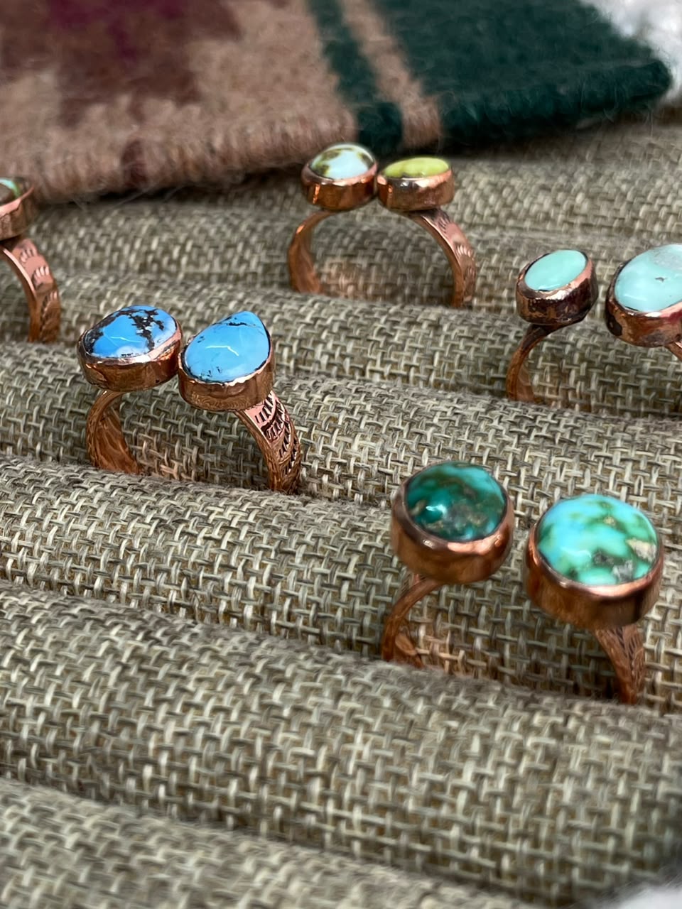 Handmade Royston, Paloma, Palomino, Sierra Bella, Sonoran Mountain and Golden Hills Turquoise Copper Collection: Adjustable Ring