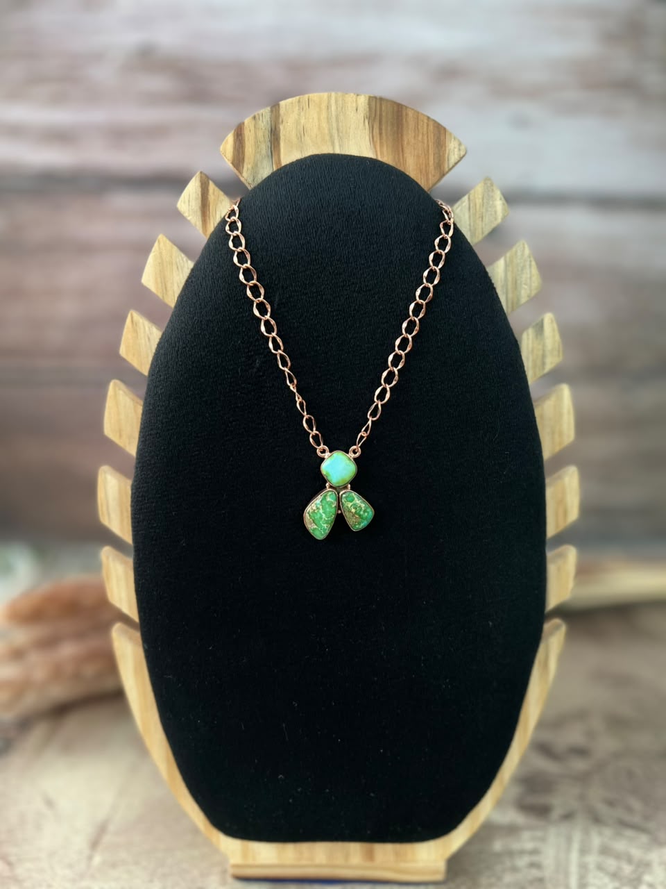 Handmade Sonoran Mountain Turquoise Copper Collection: Necklace Signed Nizhoni