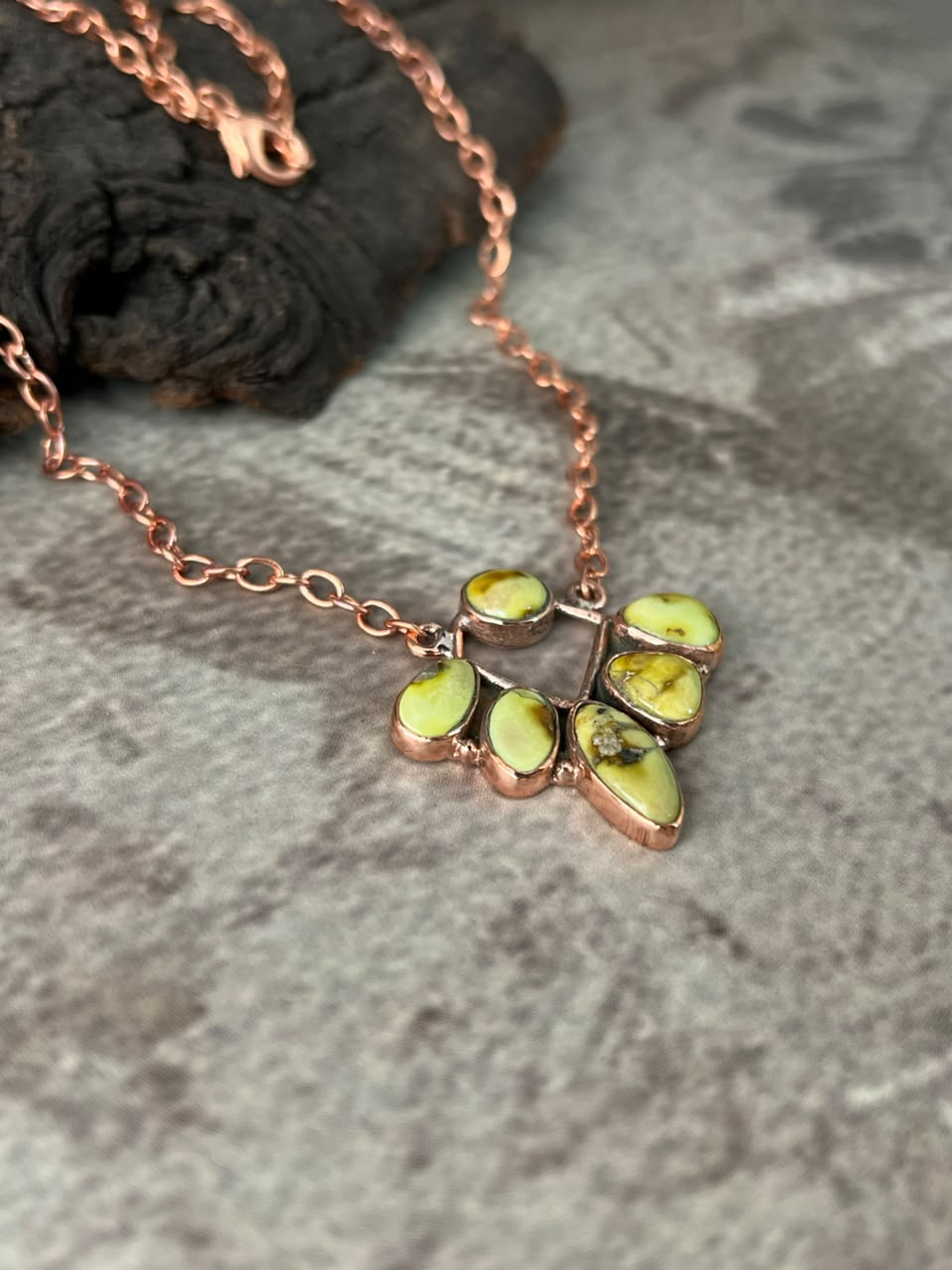 Handmade Palomino Turquoise Copper Collection: Necklace Signed Nizhoni