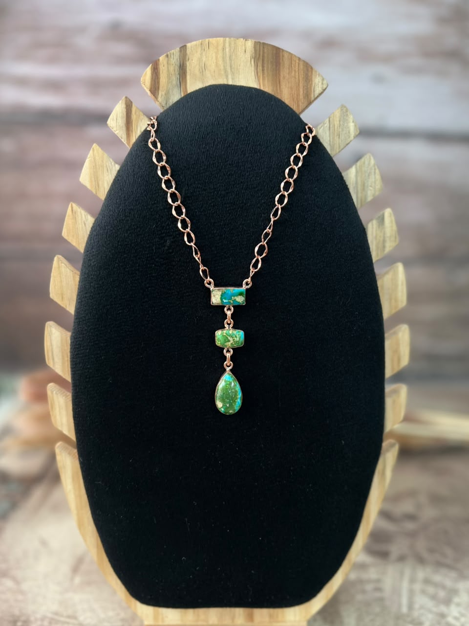 Handmade Sonoran Mountain Turquoise Copper Collection: Necklace Signed Nizhoni