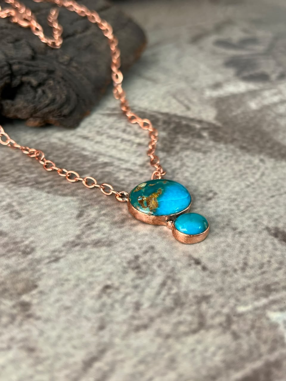 Handmade Hardy Pit Copper Collection: Necklace Signed Nizhoni