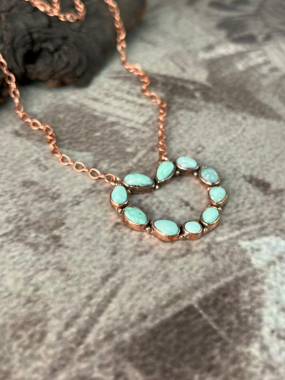 Handmade Paloma Turquoise Copper Collection: Necklace Signed Nizhoni