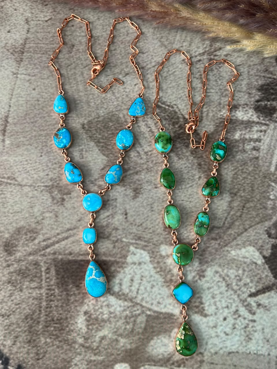 Handmade Sonoran Mountain with Sierra Bella Turquoise Copper Collection: Necklace Signed Nizhoni