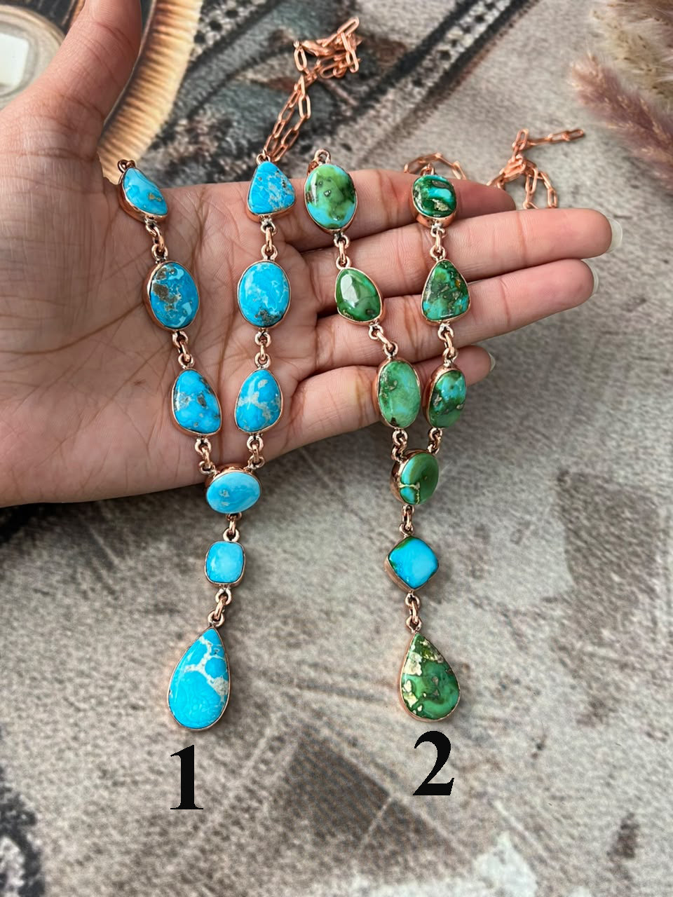 Handmade Sonoran Mountain with Sierra Bella Turquoise Copper Collection: Necklace Signed Nizhoni