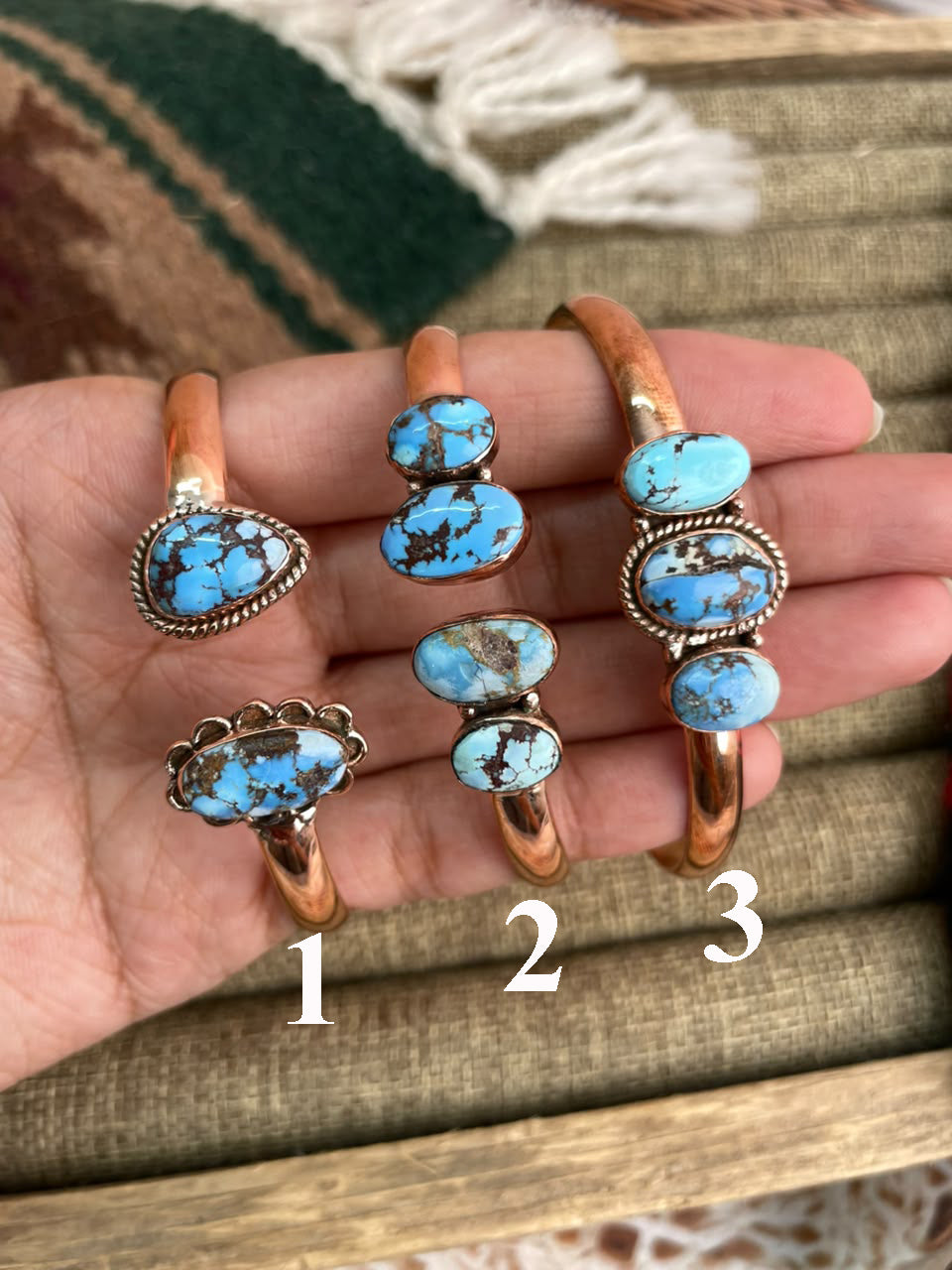 Handmade Golden Hills Turquoise Copper Collection: Cuff Bracelet Signed Nizhoni