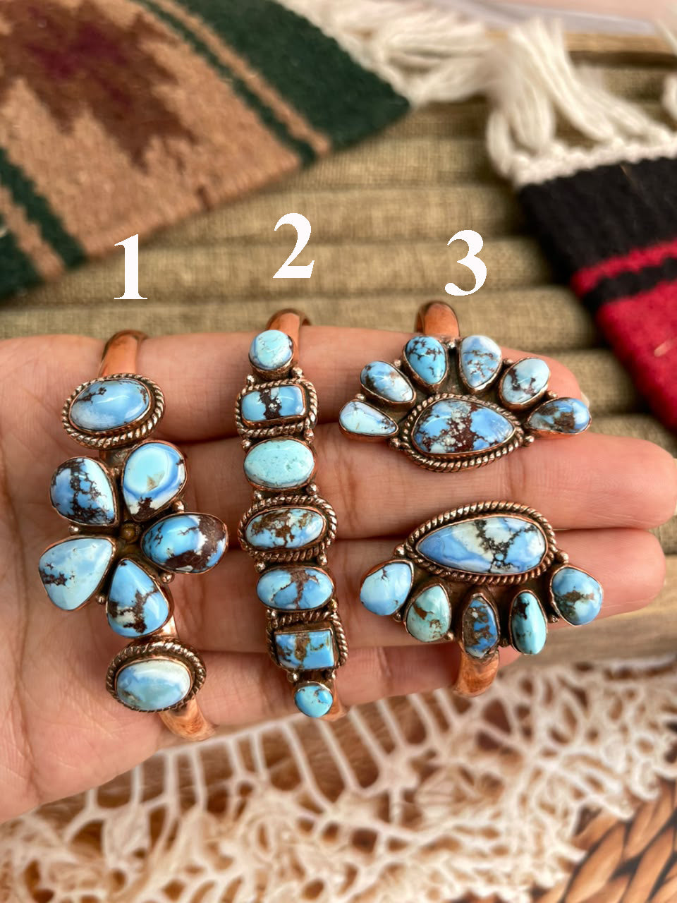 Handmade Golden Hills Turquoise Copper Collection: Cuff Bracelet Signed Nizhoni