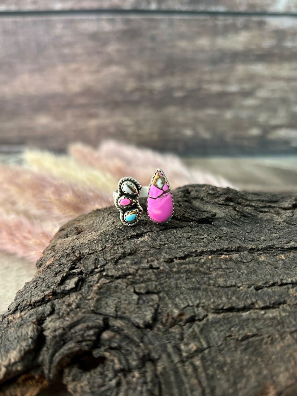 Handmade Sterling Silver Cotton Candy Adjustable Ring Signed Nizhoni