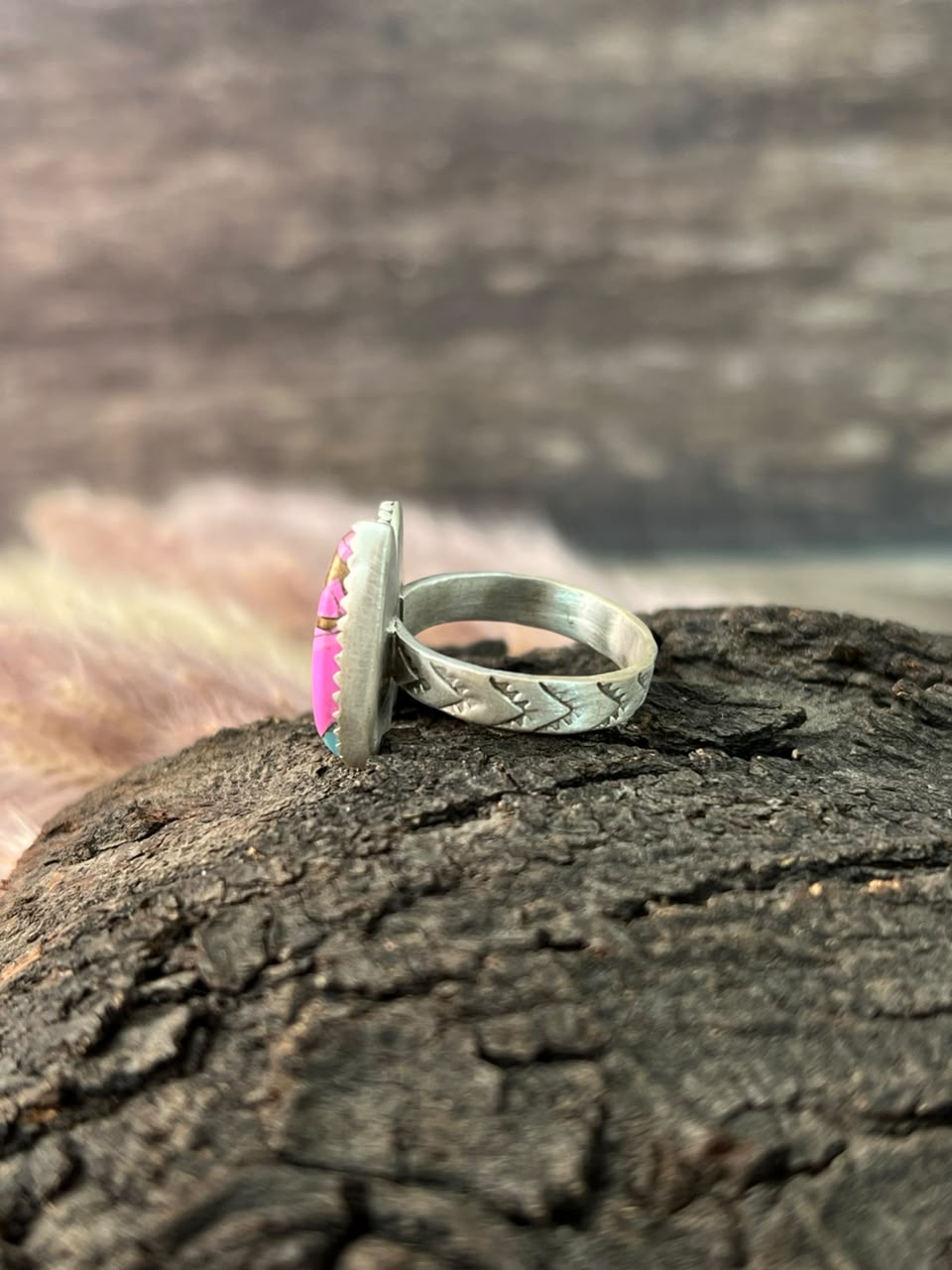Handmade Sterling Silver Cotton Candy Adjustable Ring Signed Nizhoni