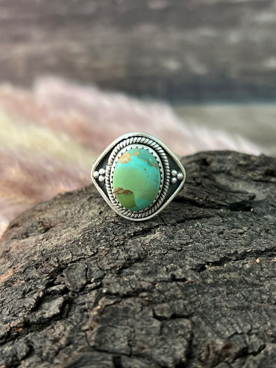 Handmade Sterling Silver Mantis Turquoise Adjustable Ring Signed Nizhoni