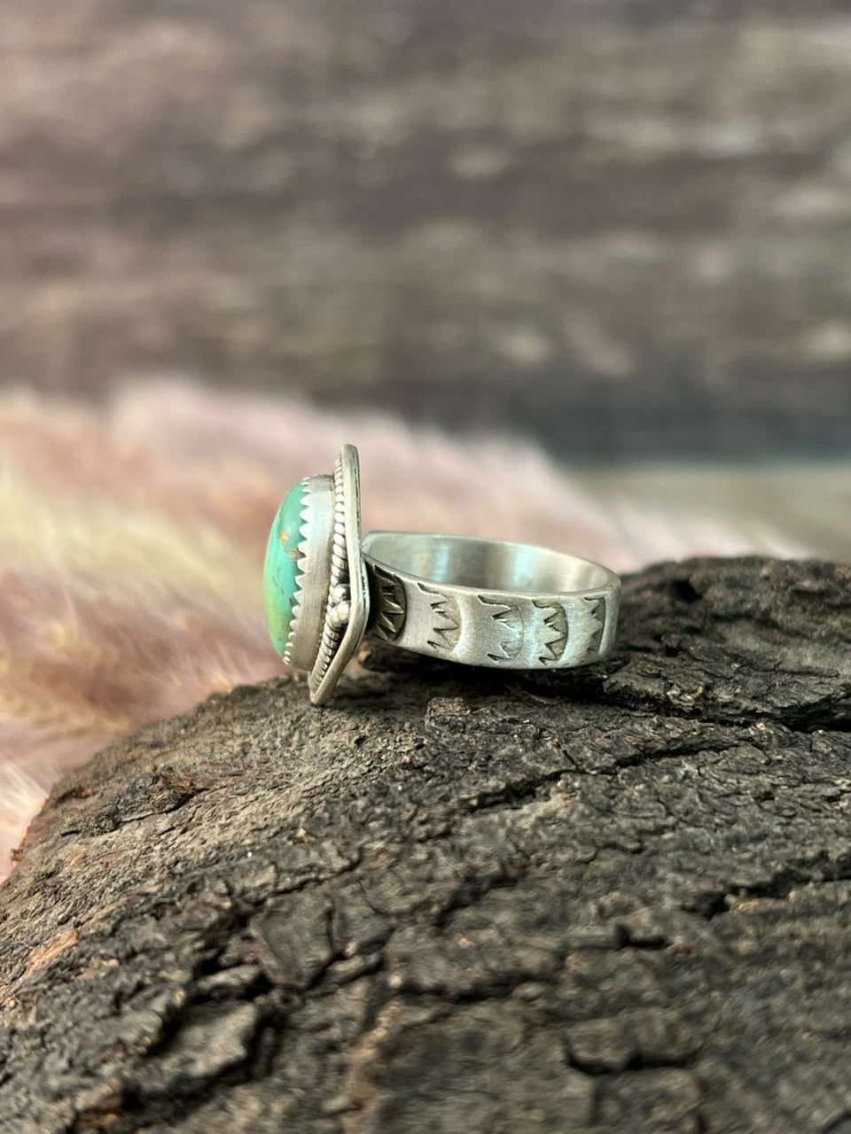 Handmade Sterling Silver Mantis Turquoise Adjustable Ring Signed Nizhoni