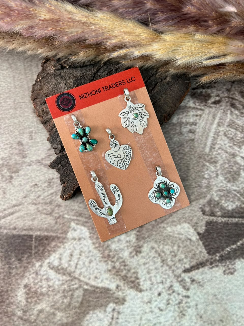 Handmade Sterling Silver Kingman Turquoise Pendant Card