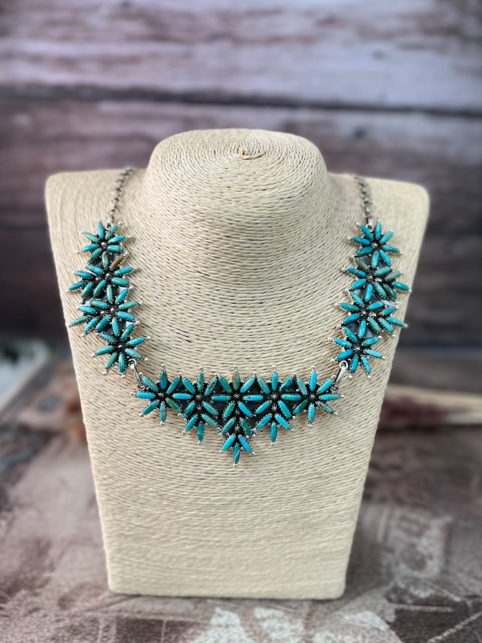 Handmade Sterling Silver Kingman Turquoise Necklace Signed Nizhoni