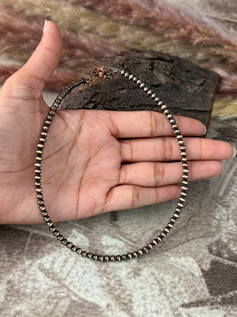 Handmade Copper Beaded 4MM Necklace