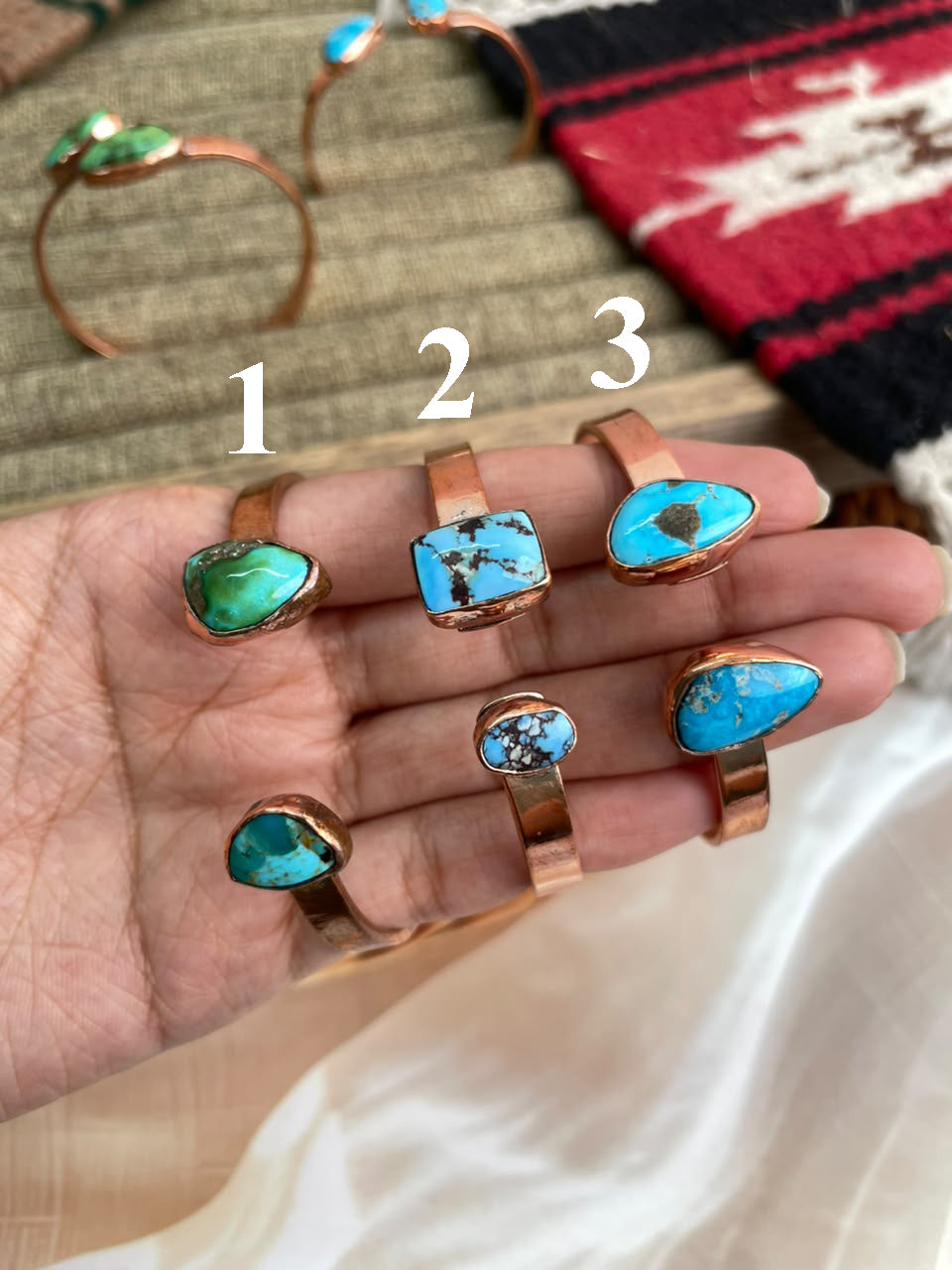 Handmade Sonoran Mountain, Sierra Bella and Golden Hills Turquoise Copper Collection: Cuff Bracelet Signed Nizhoni