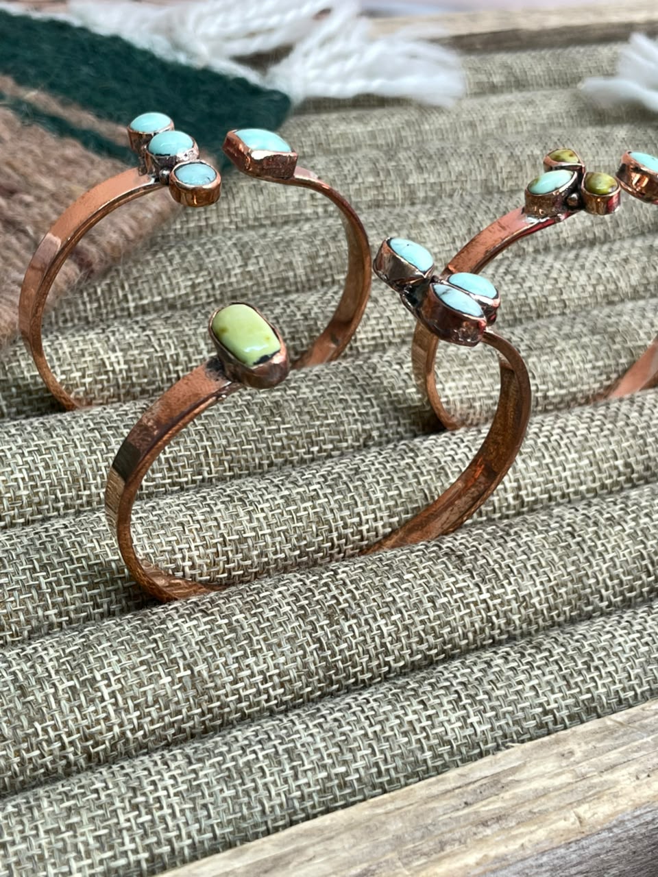 Handmade Paloma with Palomino Turquoise Copper Collection: Cuff Bracelet Signed Nizhoni