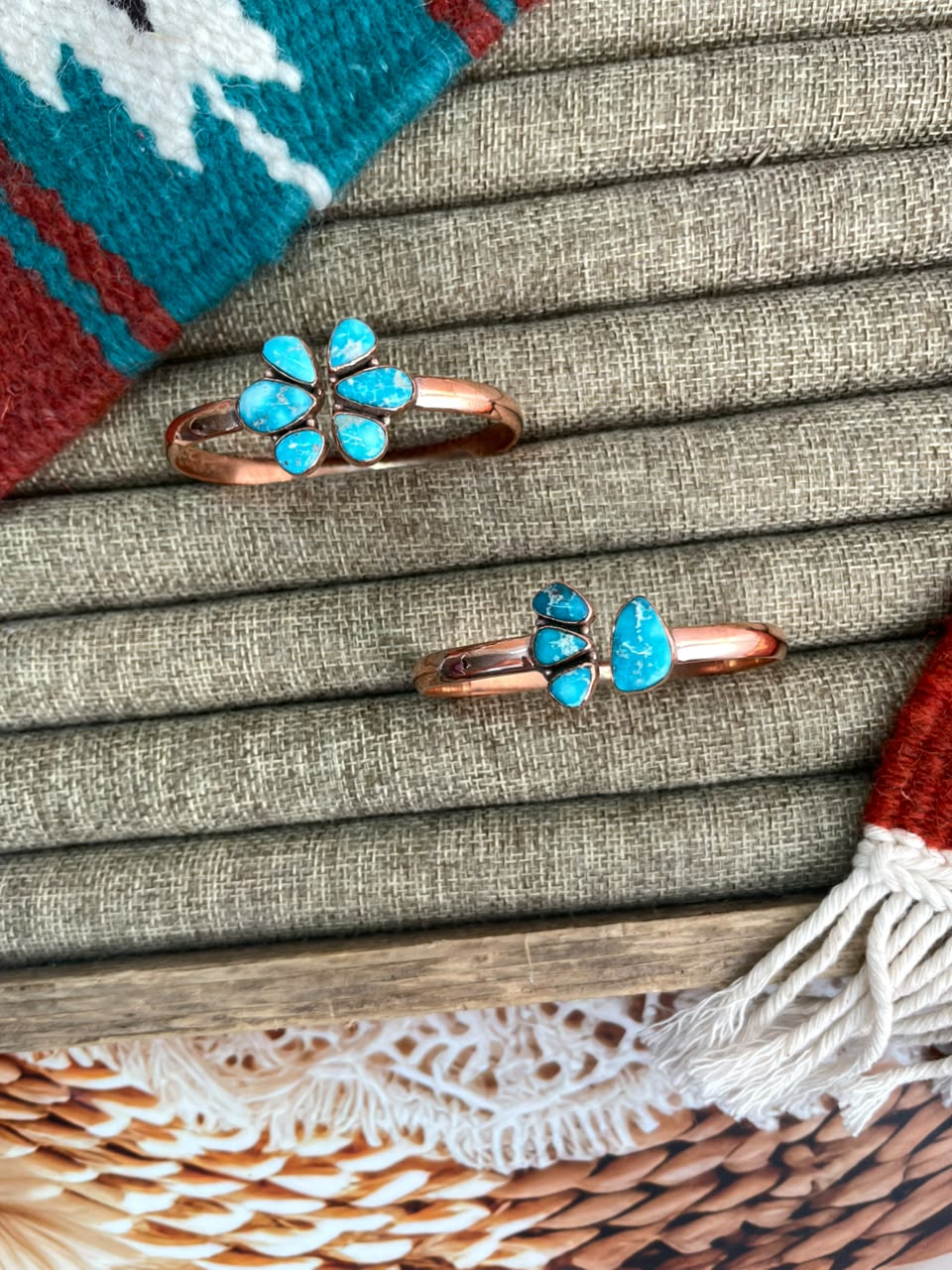 Handmade White Water Turquoise Copper Collection: Cuff Bracelet Signed Nizhoni
