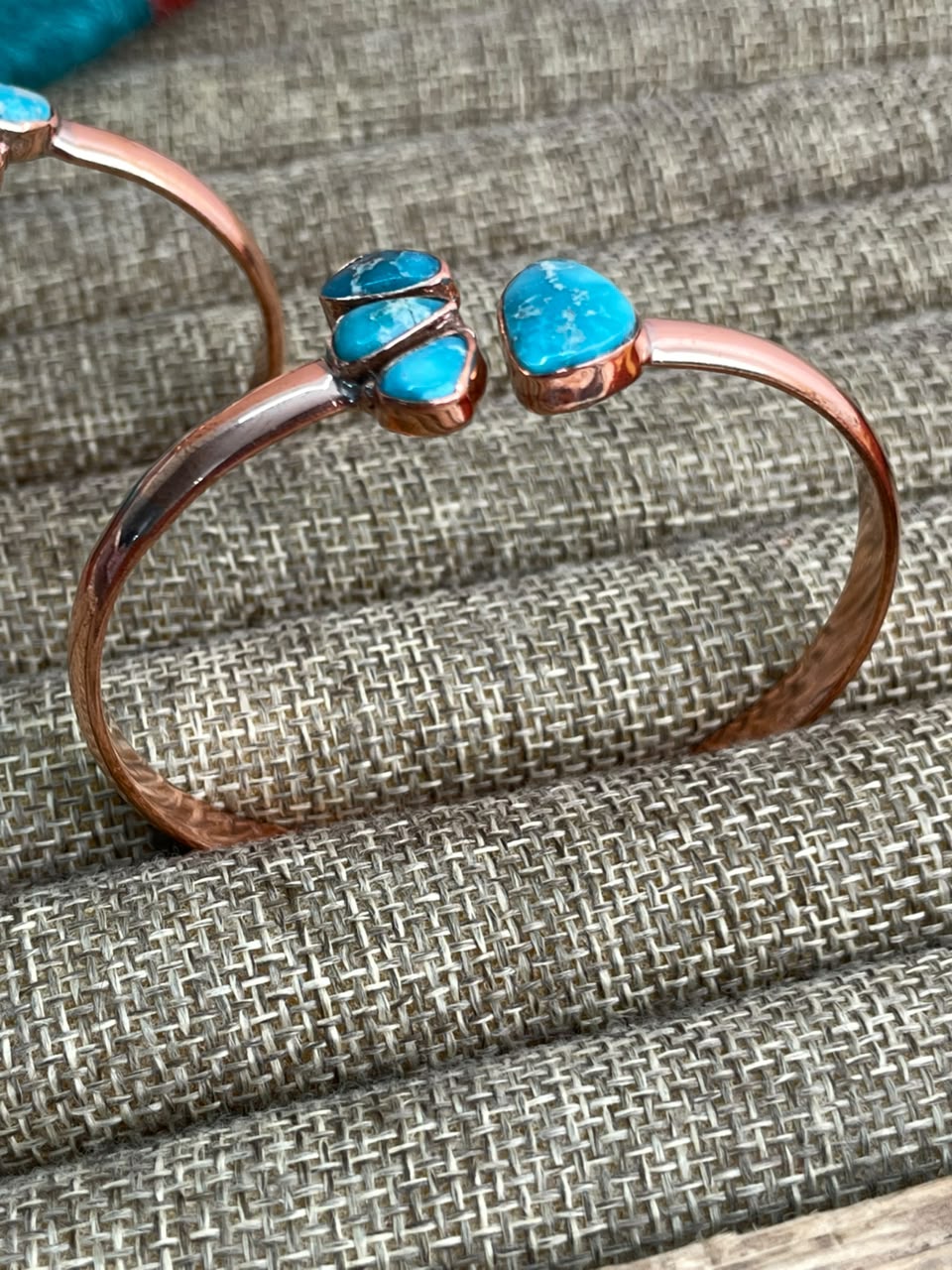 Handmade White Water Turquoise Copper Collection: Cuff Bracelet Signed Nizhoni