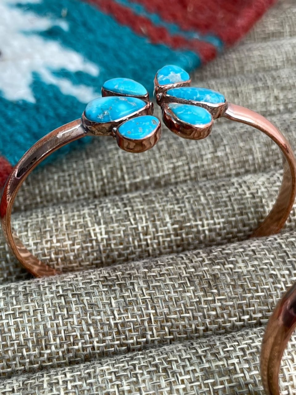 Handmade White Water Turquoise Copper Collection: Cuff Bracelet Signed Nizhoni