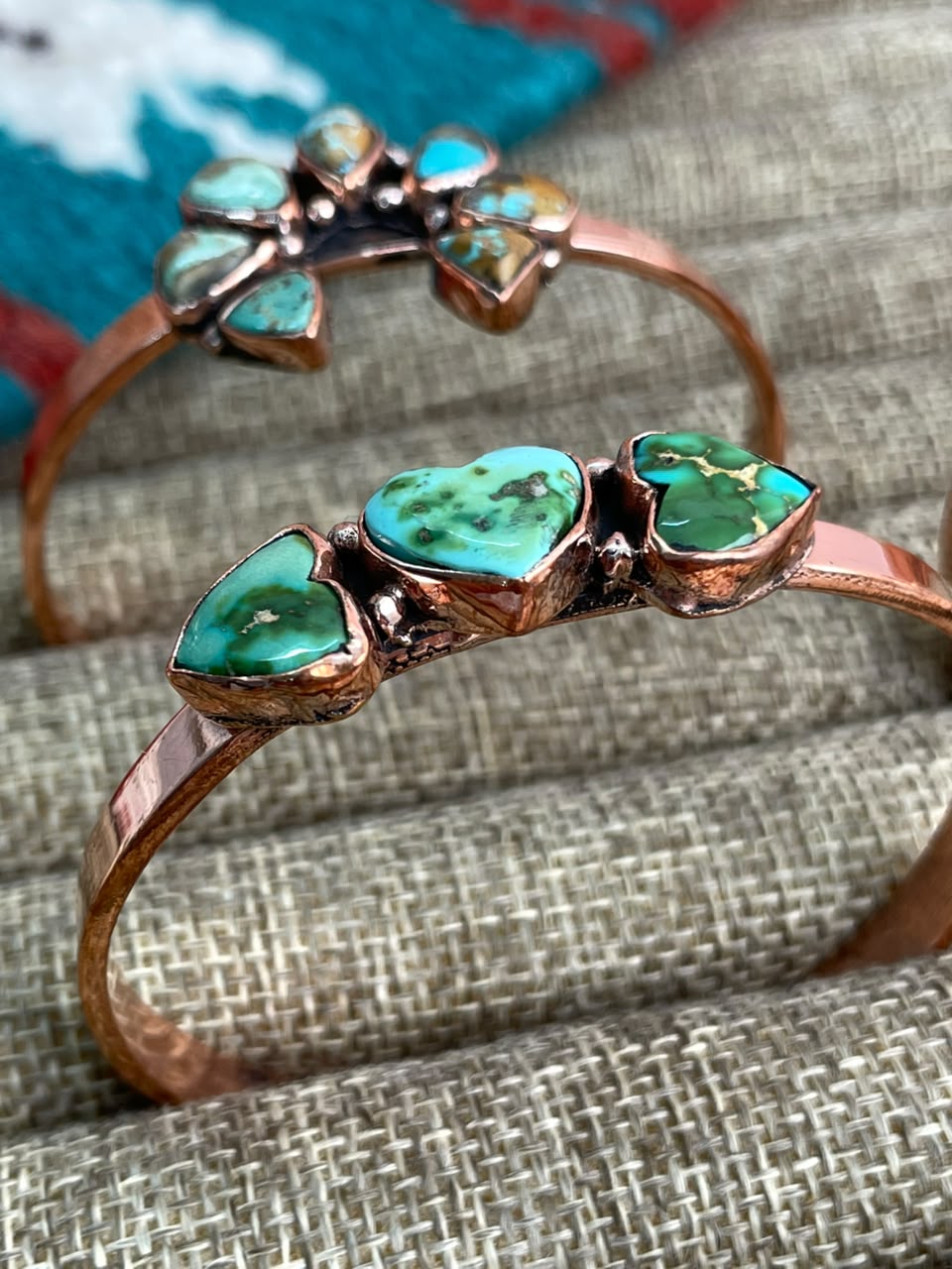Handmade Royston, Paloma and Sonoran Mountain Turquoise Copper Collection: Cuff Bracelet Signed Nizhoni