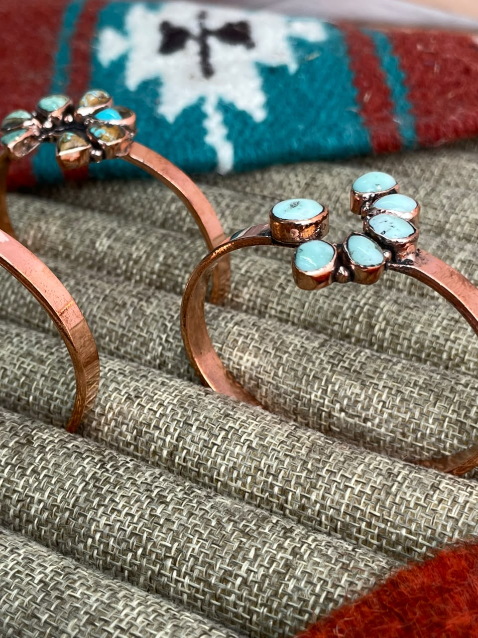 Handmade Royston, Paloma and Sonoran Mountain Turquoise Copper Collection: Cuff Bracelet Signed Nizhoni