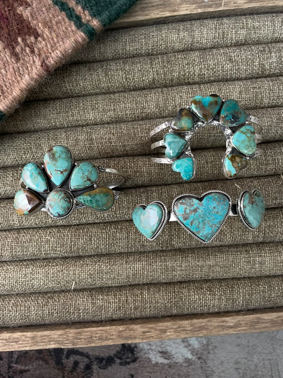 Handmade Sterling Silver Manassa Turquoise Cuff Bracelet Signed Nizhoni