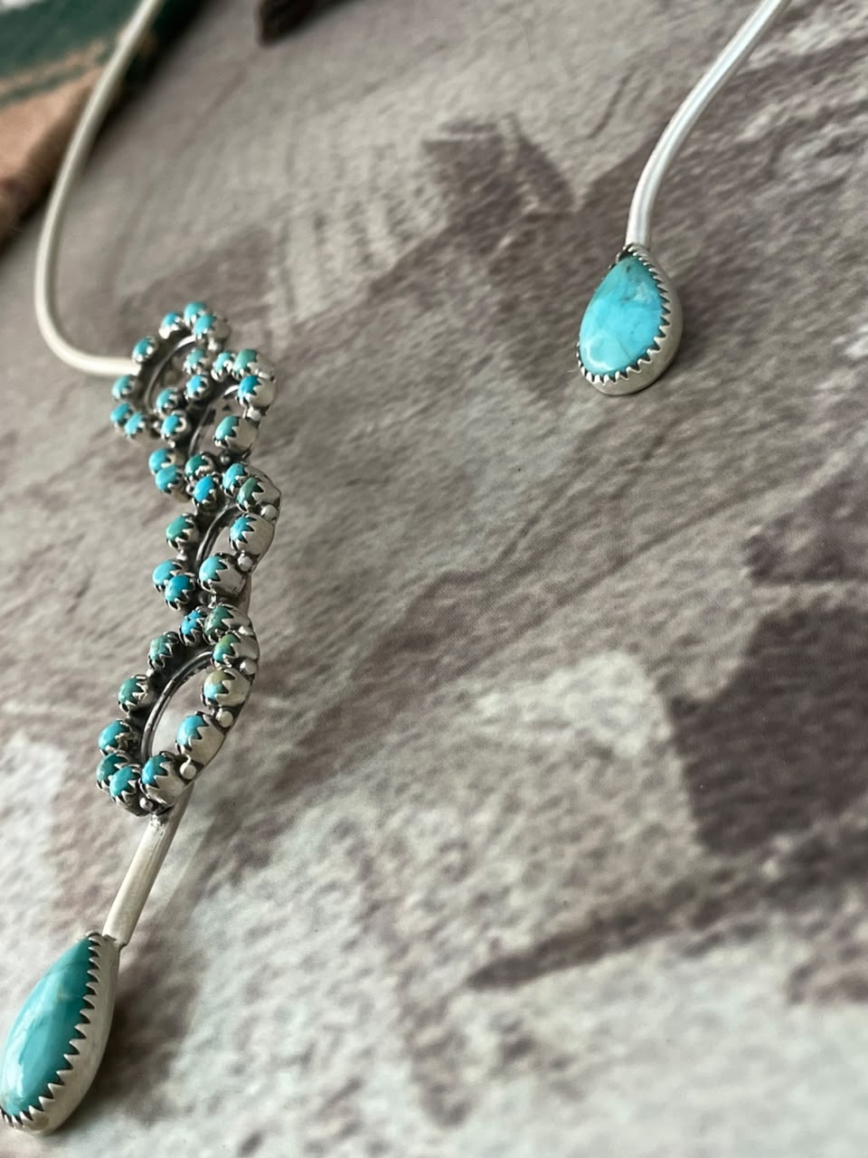 Handmade Sterling Silver Kingman Turquoise Necklace Signed Nizhoni