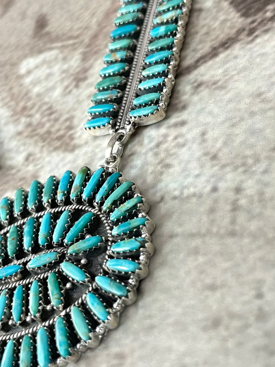 Handmade Sterling Silver Kingman Turquoise Necklace Signed Nizhoni