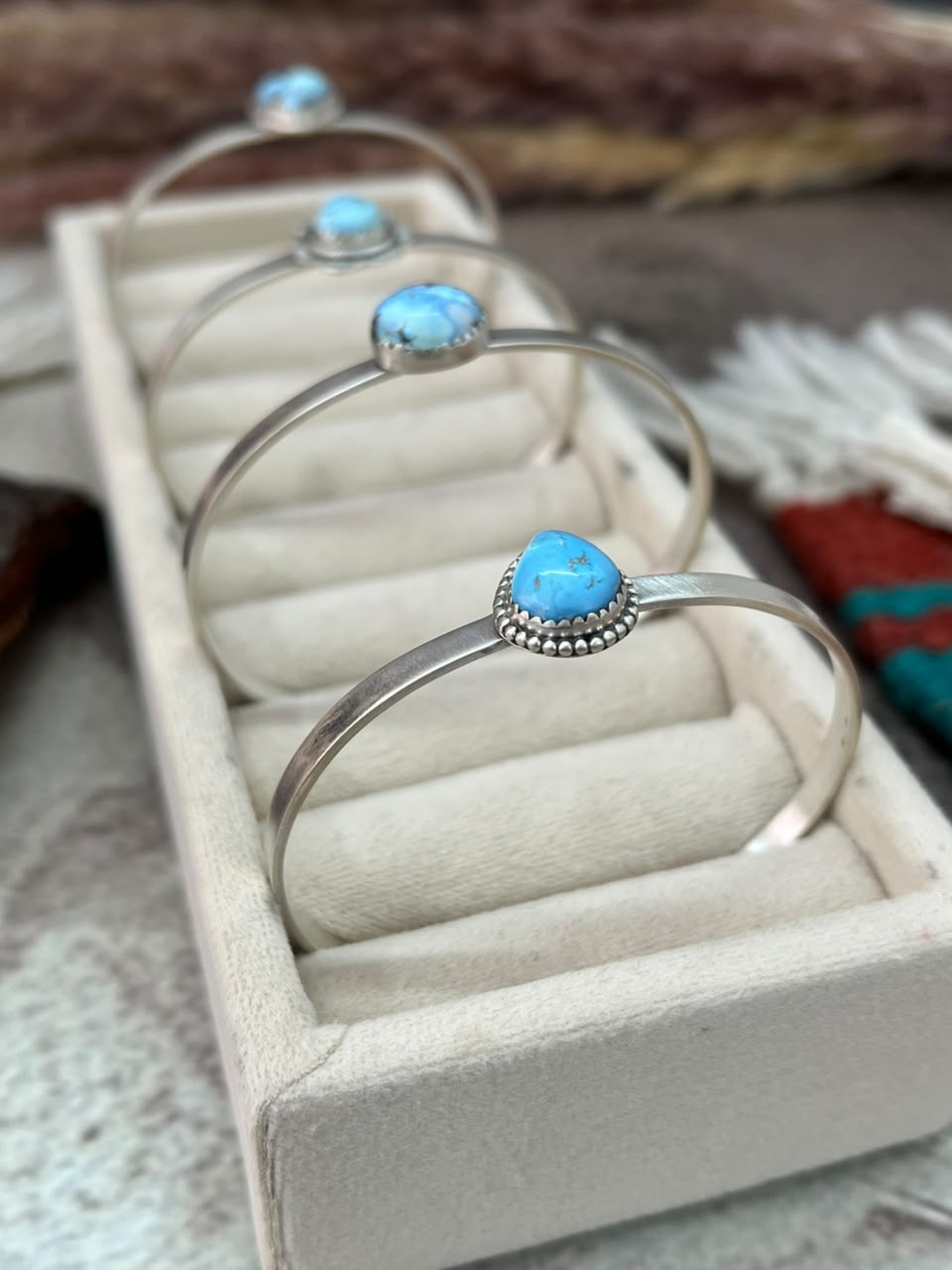 Handmade Sterling Silver Golden Hills Turquoise Cuff Bracelet Signed Nizhoni