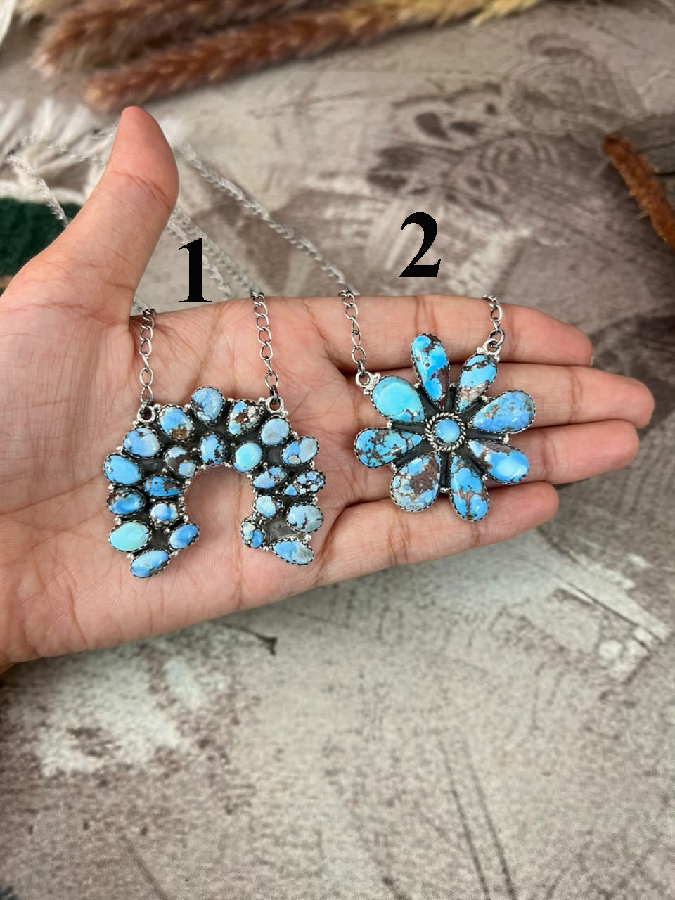 Handmade Sterling Silver Golden Hills Turquoise Necklace Signed Nizhoni