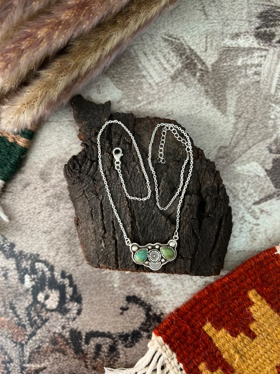 Handmade Sterling Silver Kingman Turquoise Necklace Signed Nizhoni