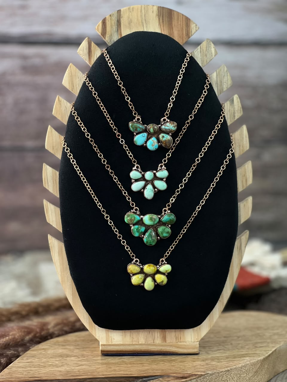 Handmade Royston, Paloma, Palomino and Sonoran Mountain Turquoise Copper Collection: Necklace Signed Nizhoni