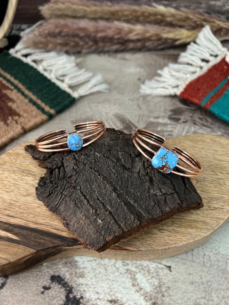 Handmade Golden Hills Turquoise Copper Collection: Cuff Bracelet