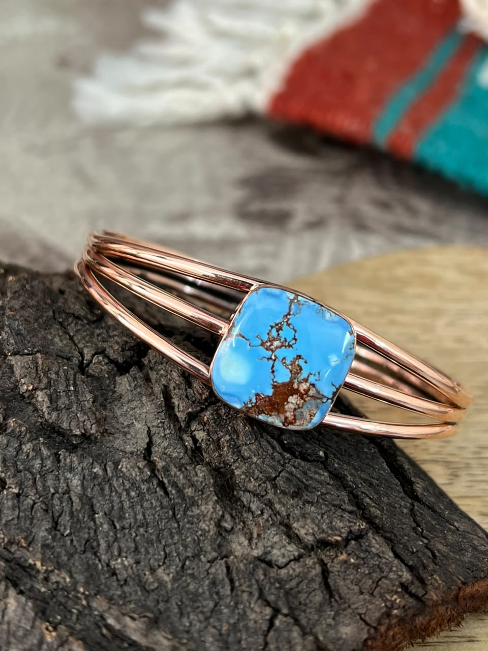 Handmade Golden Hills Turquoise Copper Collection: Cuff Bracelet