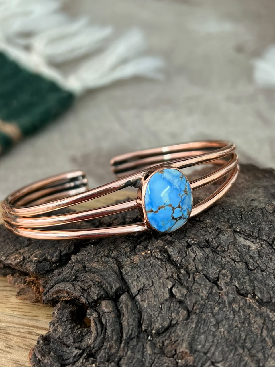 Handmade Golden Hills Turquoise Copper Collection: Cuff Bracelet