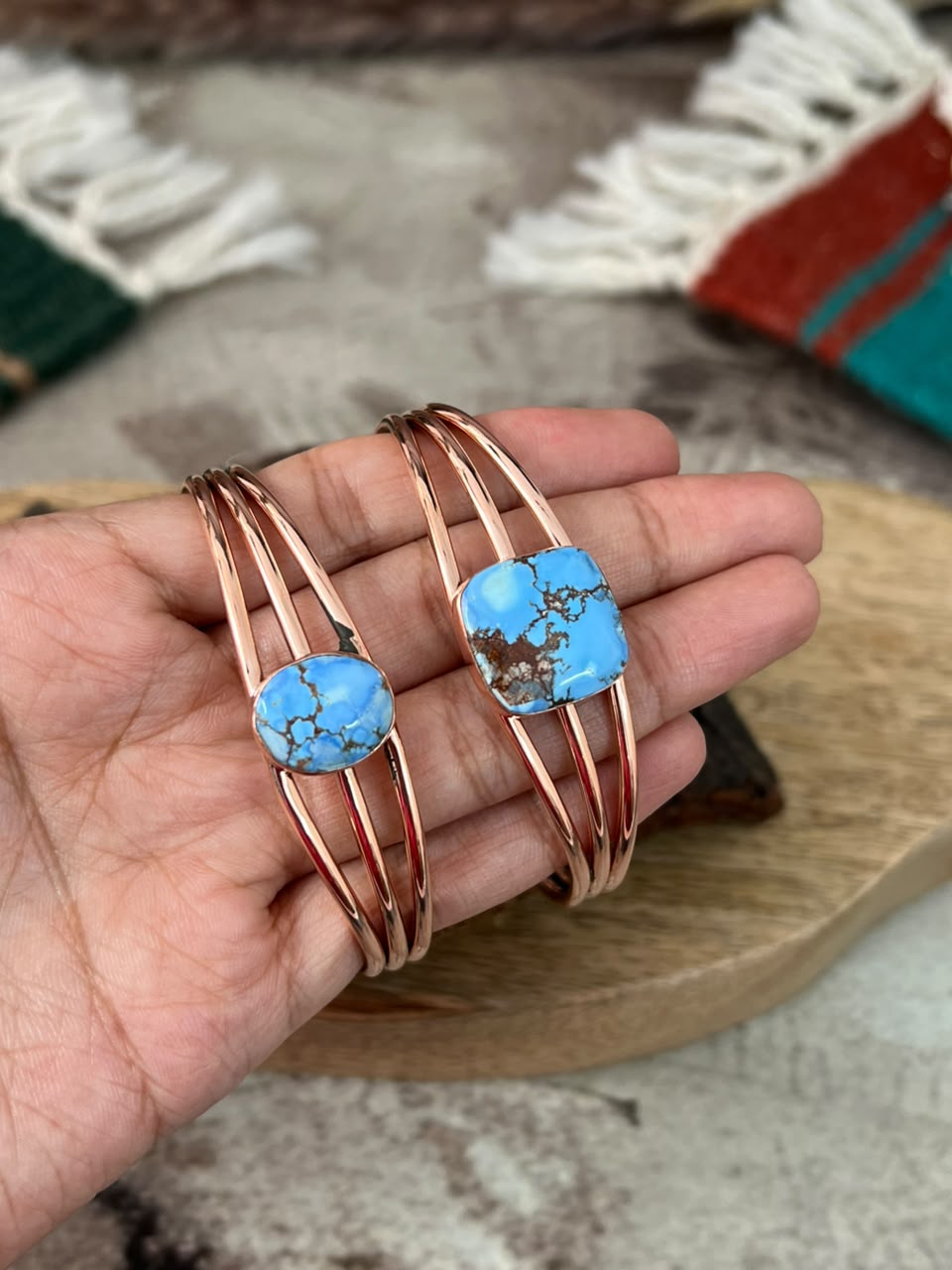 Handmade Golden Hills Turquoise Copper Collection: Cuff Bracelet