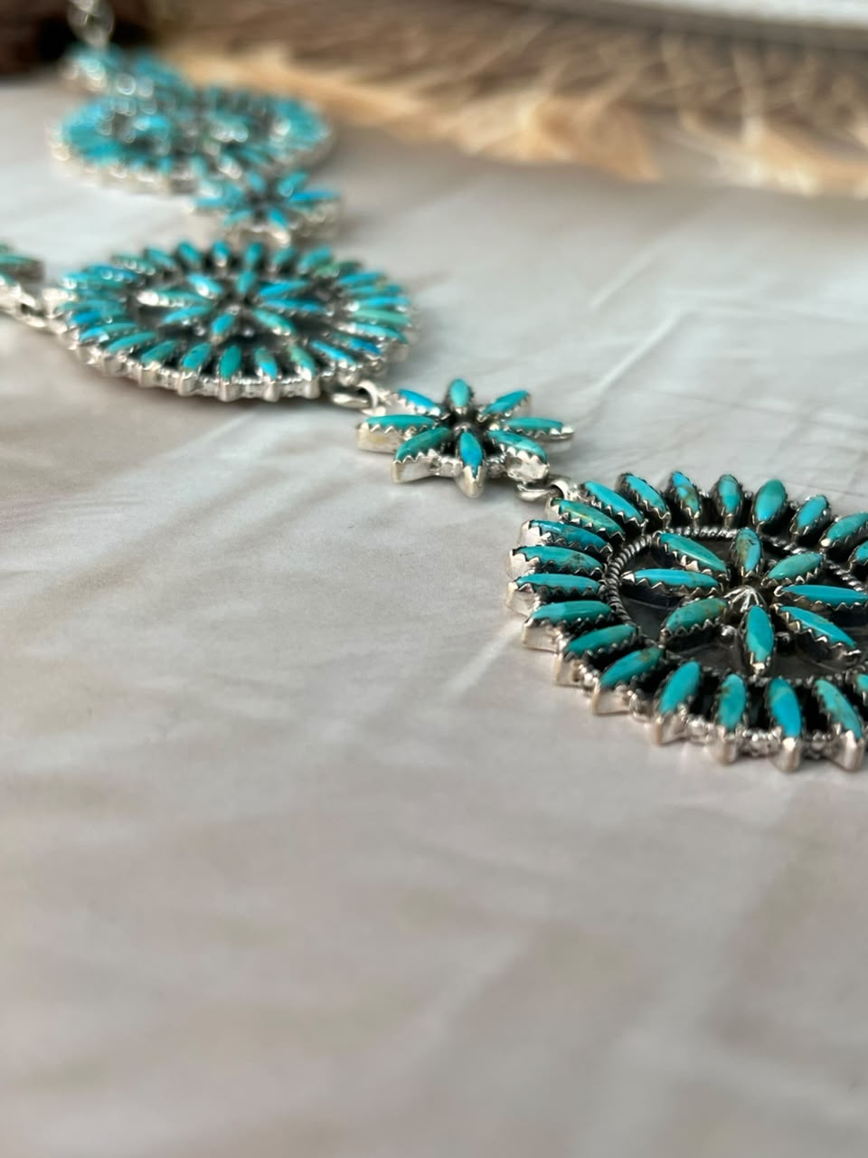 Handmade Sterling Silver Kingman Turquoise Necklace Signed Nizhoni