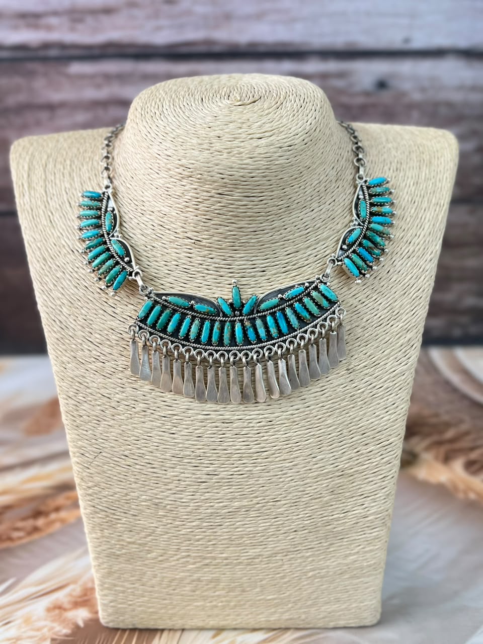 Handmade Sterling Silver Kingman Turquoise Necklace Signed Nizhoni