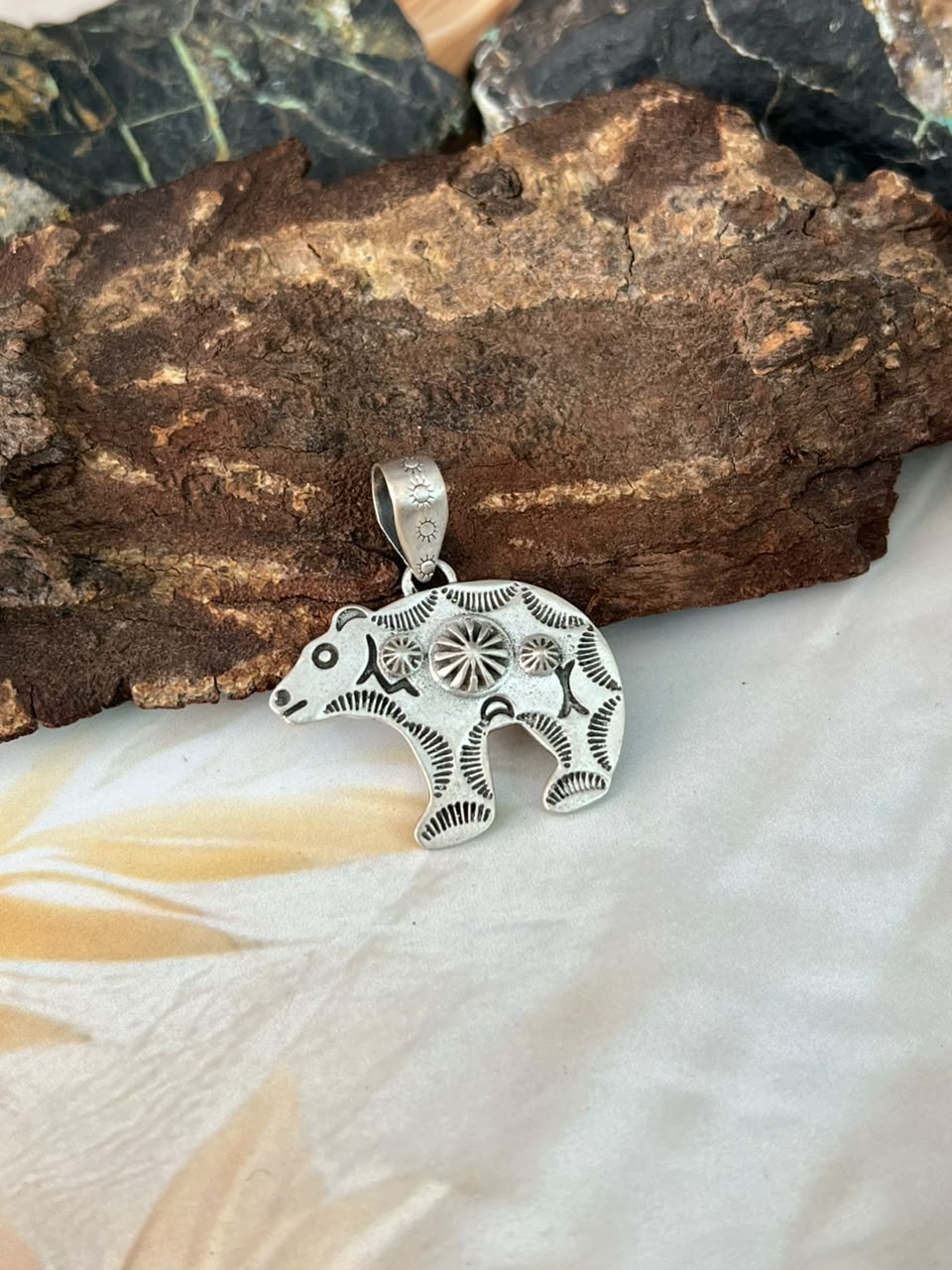 Handmade Sterling Silver Bear Pendant Signed Nizhoni