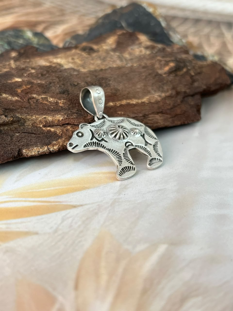 Handmade Sterling Silver Bear Pendant Signed Nizhoni