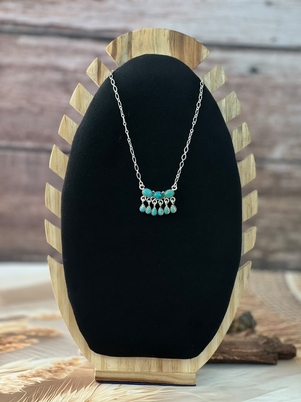 Handmade Sterling Silver Kingman Turquoise Necklace Signed Nizhoni