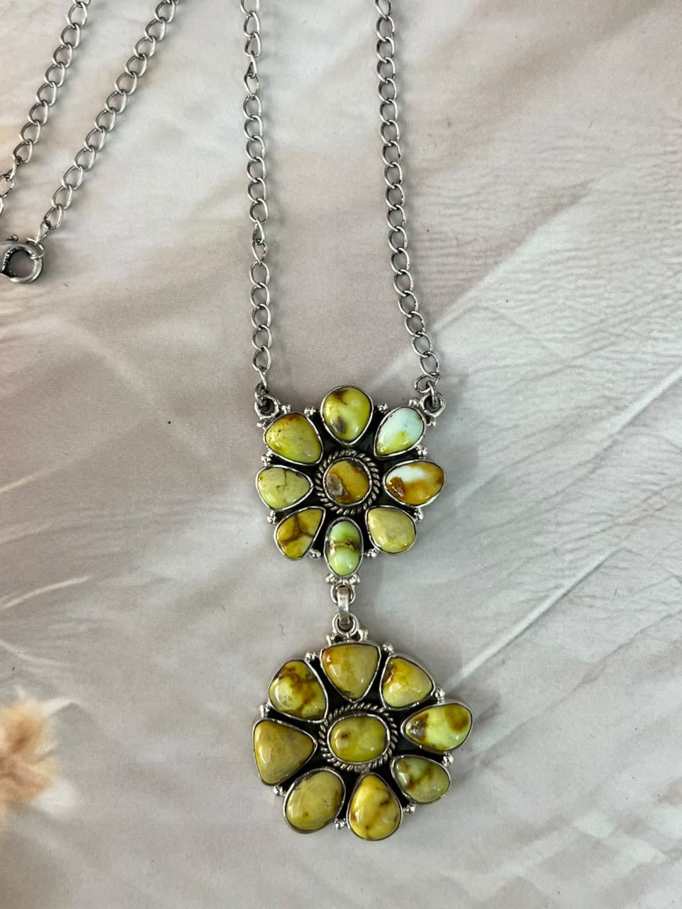 Handmade Sterling Silver Palomino Turquoise Necklace Signed Nizhoni