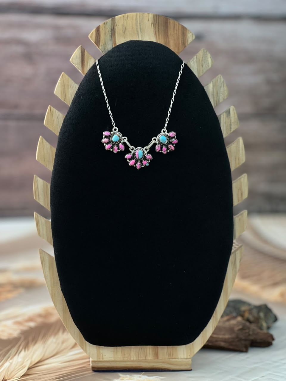 Handmade Sterling Silver Cotton Candy Necklace Signed Nizhoni