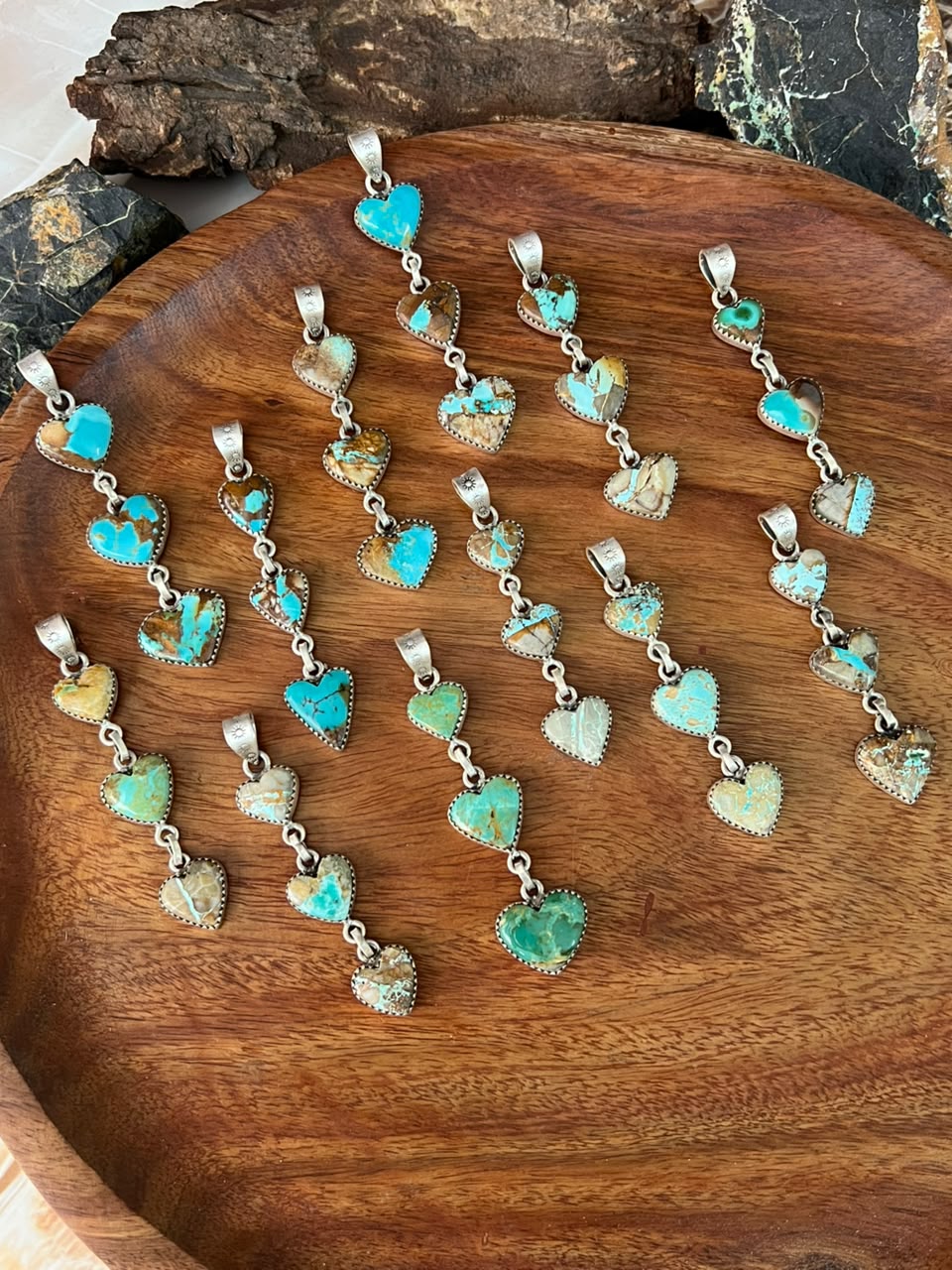 Handmade Sterling Silver Royston Turquoise Heart Pendant Signed Nizhoni