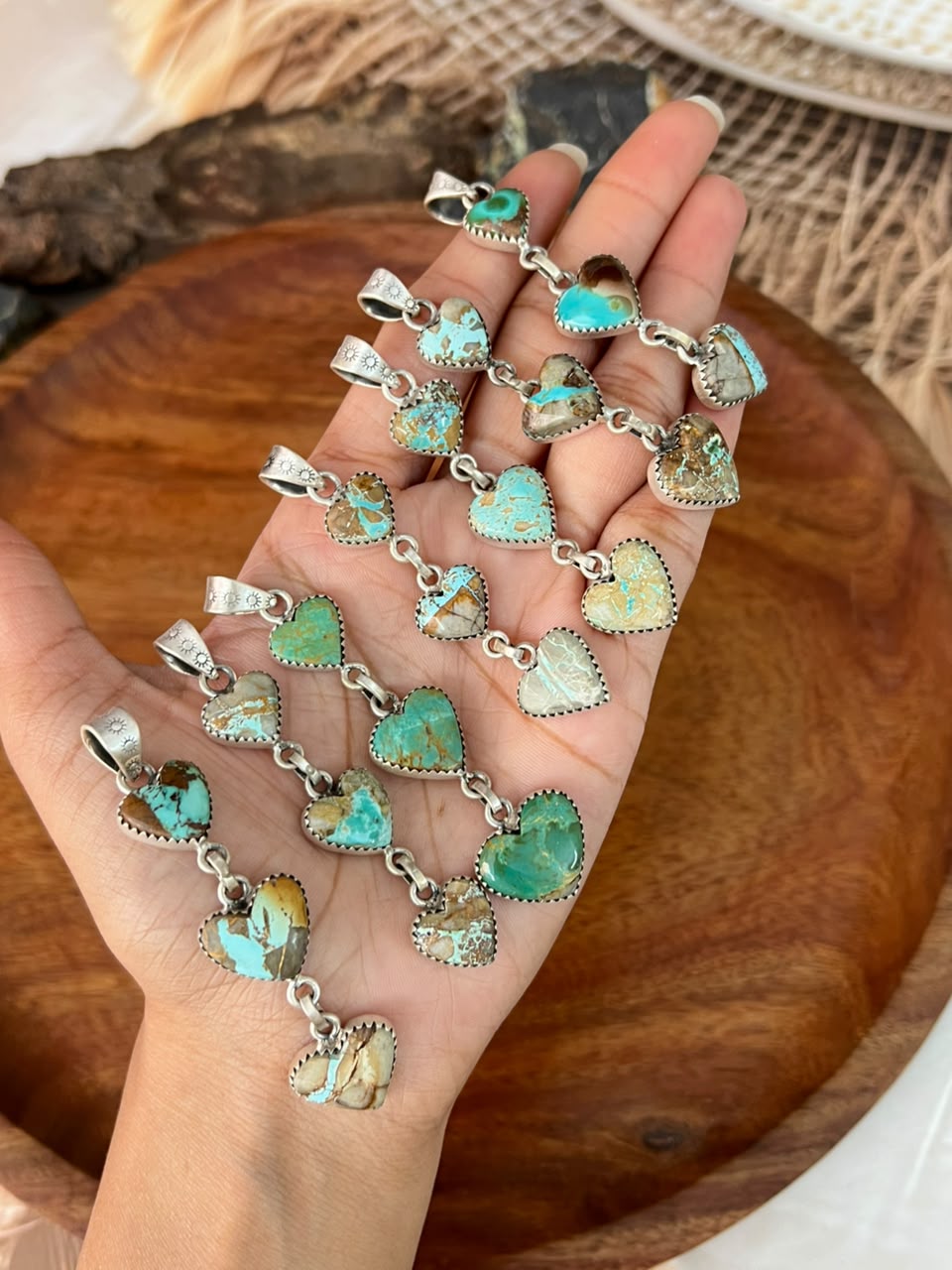 Handmade Sterling Silver Royston Turquoise Heart Pendant Signed Nizhoni