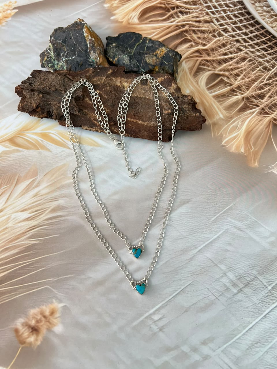 Handmade Sterling Silver Kingman Turquoise Layered Necklace